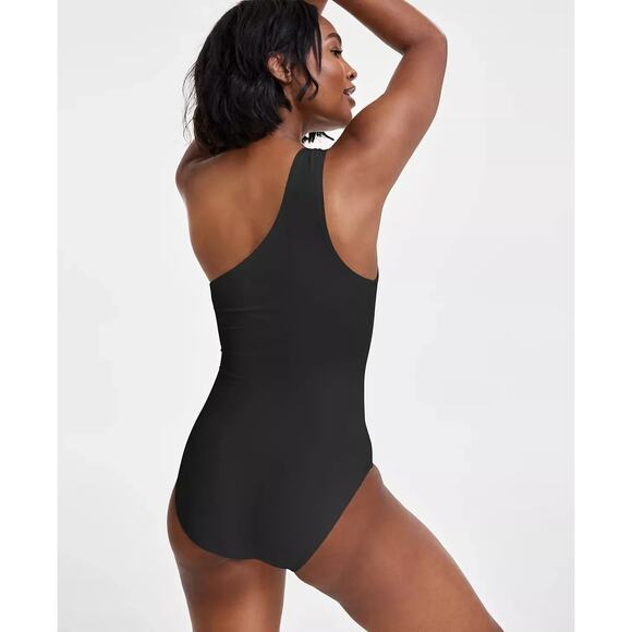 Michael Kors Embellished One-Shoulder One-Piece Black 6 - Picture 3 of 4